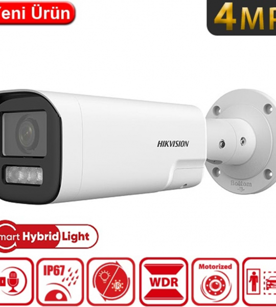 2,8-12mm Motorize Lens, Dual Light, Dahili Mikrofon, H265+,50Mt Gece Görüşü, SD Kart, PoE, Bullet IP Kamera HIKVISION DS-2CD1643G2-LIZSU 4Mpi