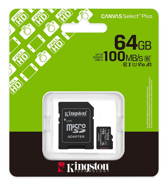 64 GB CANVAS SELECT PLUS KINGSTON GEN3 MICRO SDXC UHS-I 100MB/S (SDCS3/64GB)