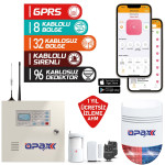 KABLOLU SİRENLİ ALARM PANELİ & BGR-10 FULL SET OPAX-2646+BGR-10+ AKÜ GPRS