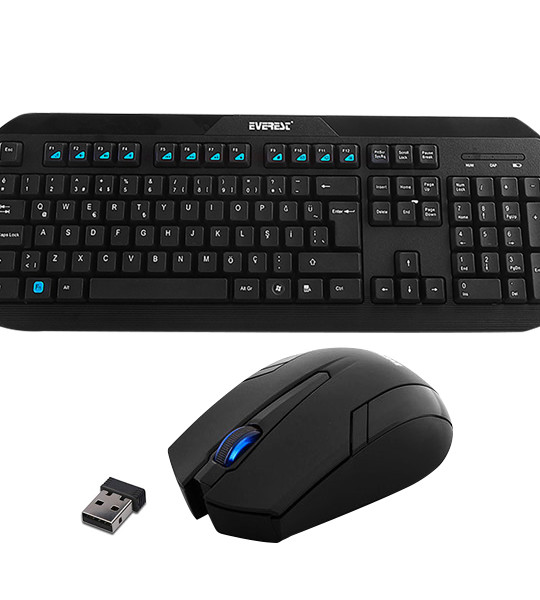 EVEREST KM-8000 KABLOSUZ MULTIMEDIA Q KLAVYE + MOUSE SET SİYAH 18616