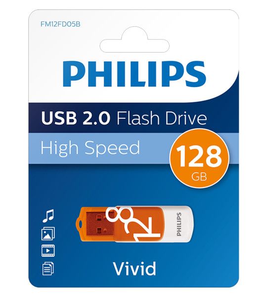 PHILIPS 128GB PLASTİK KASA USB 2.0 FLASH BELLEK29447 FM12FD05B/00 TURUNCU/BEYAZ
