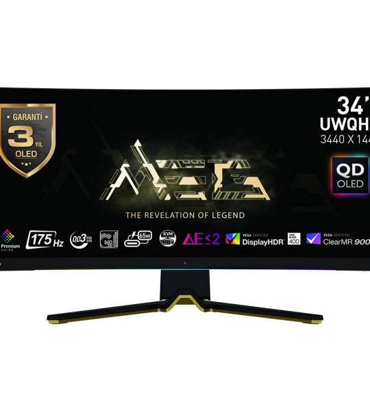 MSI OLED Kavisli Gaming Monitör Oyuncu MEG 342C QD OLED 34 inç 175Hz 0.03ms UWQHD FreeSync Premium Pro