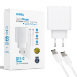 25 WATT ŞARJ BAŞLIK ADAPTÖRÜ + TYPE-C TO TYPE-C KABLO (NO:9T)21440 WEKO WK-21440 S11-C