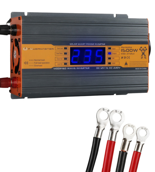 12 VOLT 1500 WATT LED EKRANLI POWER INVERTER 27353 POWERMASTER PM-1500A