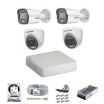 4 Lü 6MP Güvenlik Kamerası Seti Orjinal Ahd Sistem Gece Görüş Renkli Colorvu Hikvision