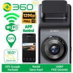 Akıllı Araç İçi Kamera Geniş Açı Gece Görüşlü 1296P FHD 160° 2K +Wifi + GPS G300H